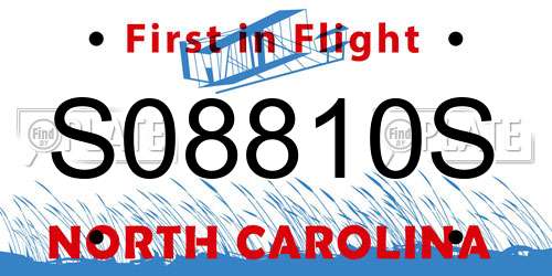 S08810S North Carolina License Plate