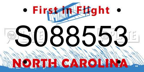 S088553 North Carolina License Plate
