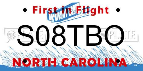 S08TBO North Carolina License Plate