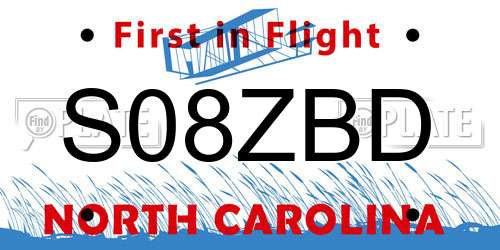 S08ZBD North Carolina License Plate