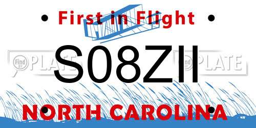 S08ZII North Carolina License Plate