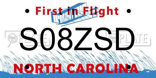 S08ZSD North Carolina License Plate