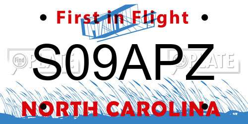S09APZ North Carolina License Plate