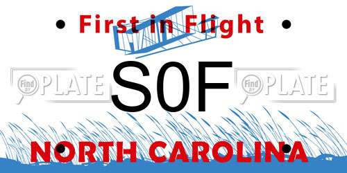 S0F North Carolina License Plate