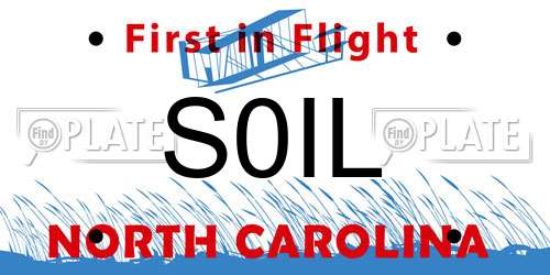 S0IL North Carolina License Plate