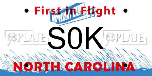 S0K North Carolina License Plate