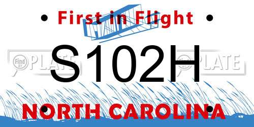 S102H North Carolina License Plate