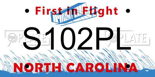 S102PL North Carolina License Plate