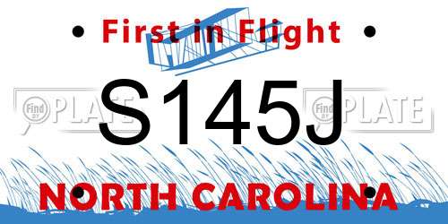 S145J North Carolina License Plate