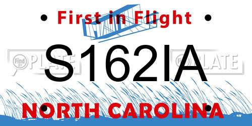 S162IA North Carolina License Plate