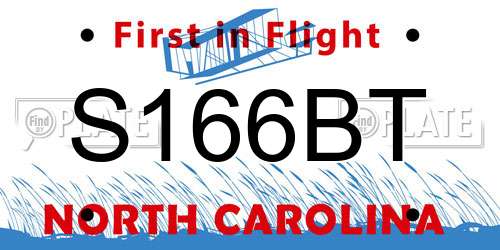 S166BT North Carolina License Plate