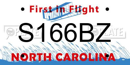 S166BZ North Carolina License Plate