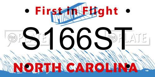 S166ST North Carolina License Plate