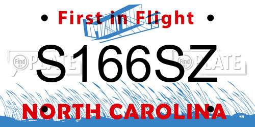 S166SZ North Carolina License Plate