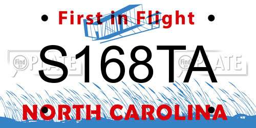 S168TA North Carolina License Plate