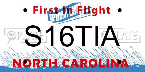 S16TIA North Carolina License Plate