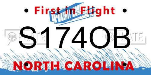 S174OB North Carolina License Plate