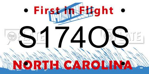 S174OS North Carolina License Plate