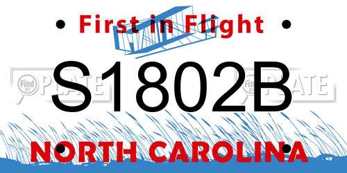 S1802B North Carolina License Plate