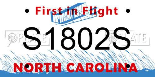 S1802S North Carolina License Plate
