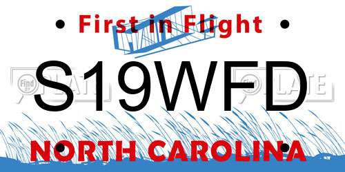 S19WFD North Carolina License Plate