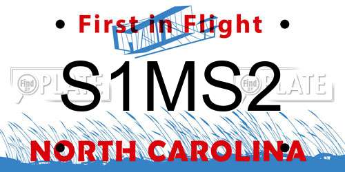 S1MS2 North Carolina License Plate