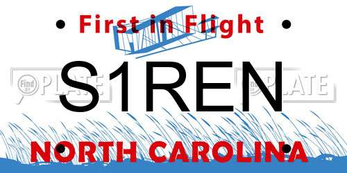 S1REN North Carolina License Plate
