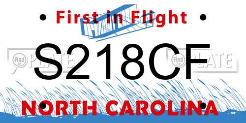 S218CF North Carolina License Plate