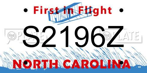 S2196Z North Carolina License Plate