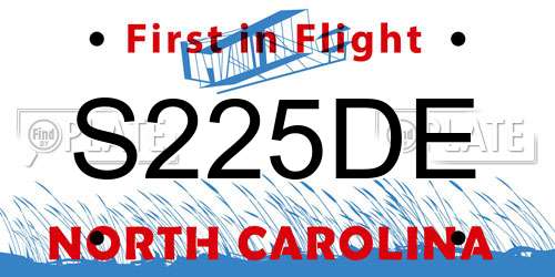 S225DE North Carolina License Plate