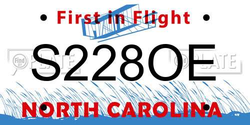 S228OE North Carolina License Plate