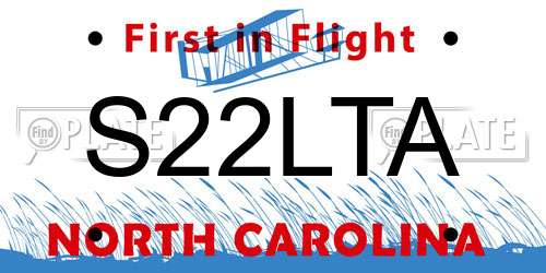 S22LTA North Carolina License Plate