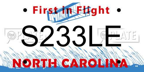 S233LE North Carolina License Plate