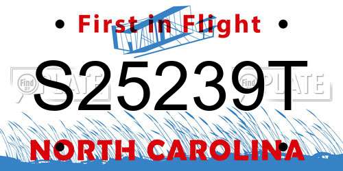 S25239T North Carolina License Plate