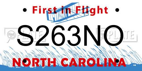 S263NO North Carolina License Plate