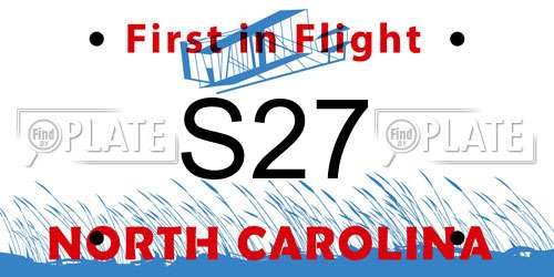 S27 North Carolina License Plate