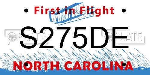 S275DE North Carolina License Plate