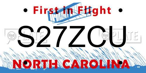 S27ZCU North Carolina License Plate