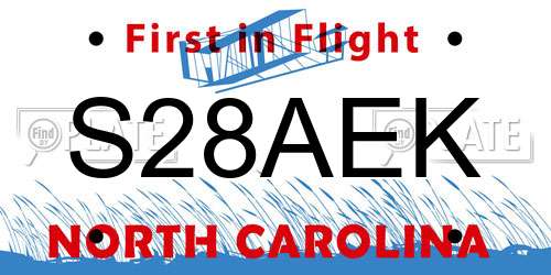 S28AEK North Carolina License Plate
