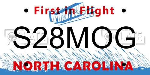 S28MOG North Carolina License Plate