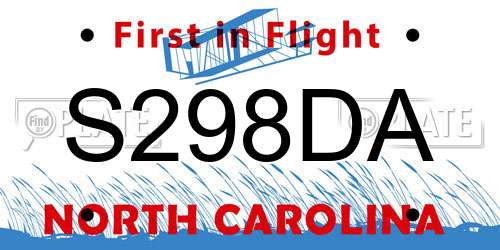 S298DA North Carolina License Plate