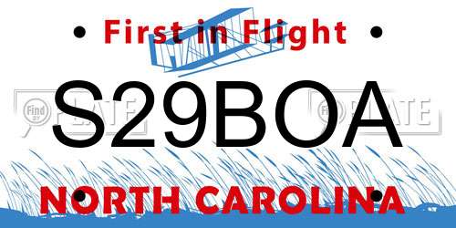 S29BOA North Carolina License Plate