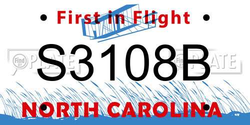 S3108B North Carolina License Plate