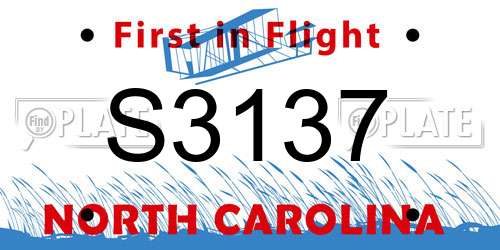 S3137 North Carolina License Plate