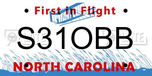 S31OBB North Carolina License Plate