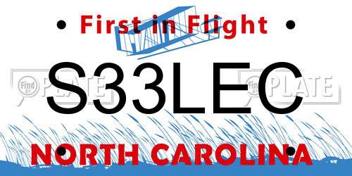 S33LEC North Carolina License Plate