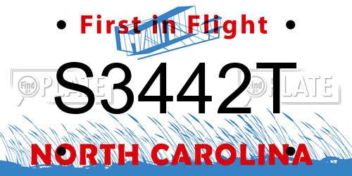 S3442T North Carolina License Plate