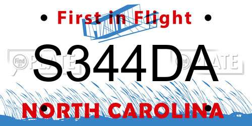 S344DA North Carolina License Plate