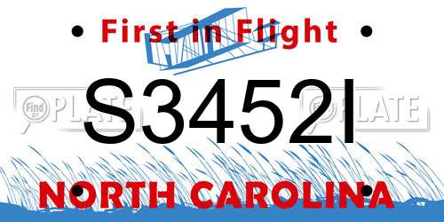 S3452I North Carolina License Plate