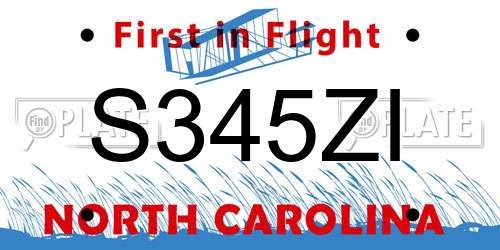 S345ZI North Carolina License Plate